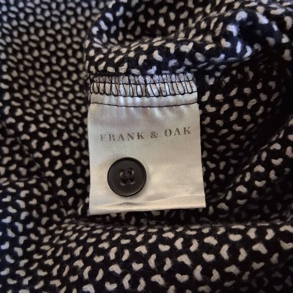 Frank & Oak Men's Size Large Black White Print Short Sleeve Button Down Shirt - Picture 7 of 12
